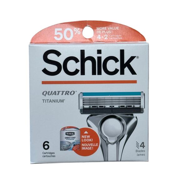 Schick Quattro Titanium 4 Blades 6 Cartridges with Lubrication Strips Sealed - Picture 1 of 2
